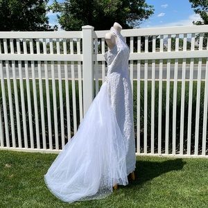 Lace Wedding Gown With Detachable Tulle Train